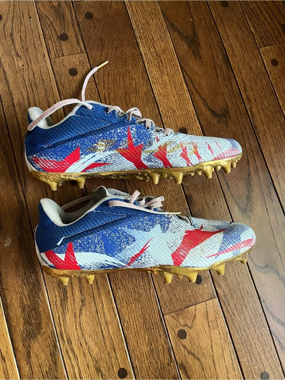 Under Armour Men’s Blur LE MC USA Red, Blue & White Football Cleats Size 9.5